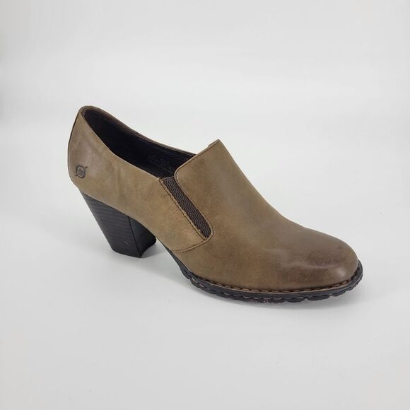Born mules clogs brown tan leather heel 9 womens shoetie - Picture 10 of 11